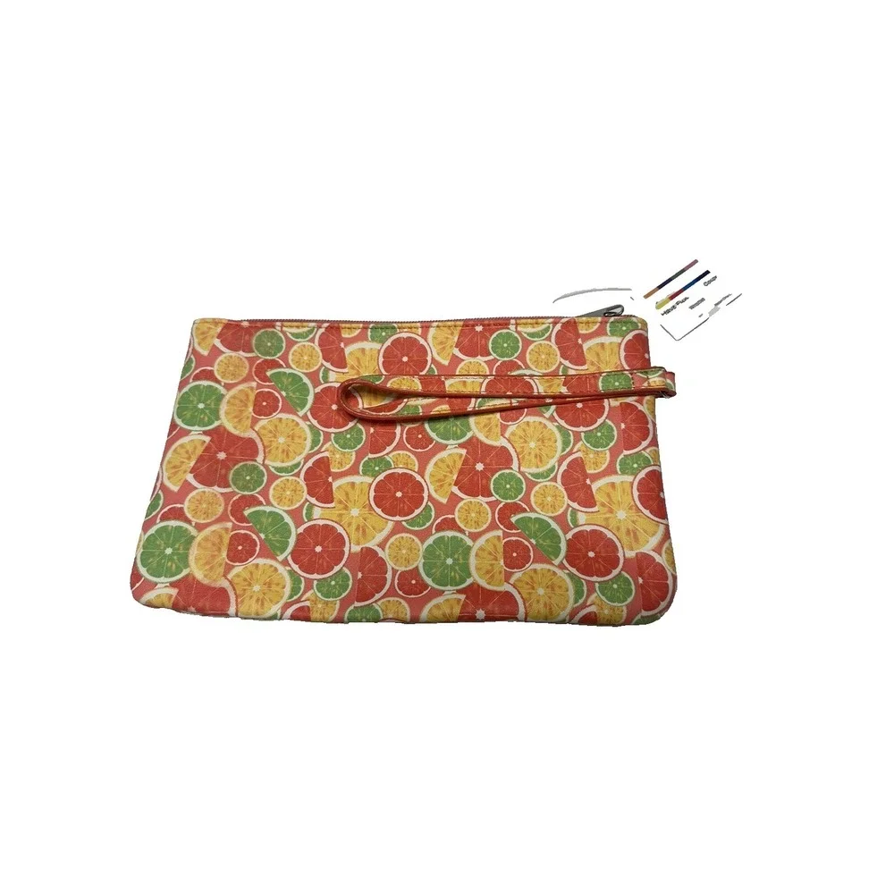 zipper pouch citrus fruit lemon lime makeup bag
